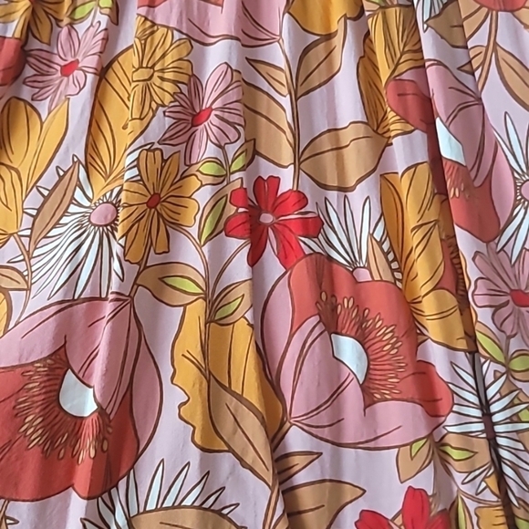 SANCTUARY The House Floral Tie Back Top Desert Bloom Pink Orange XS - Picture 6 of 8
